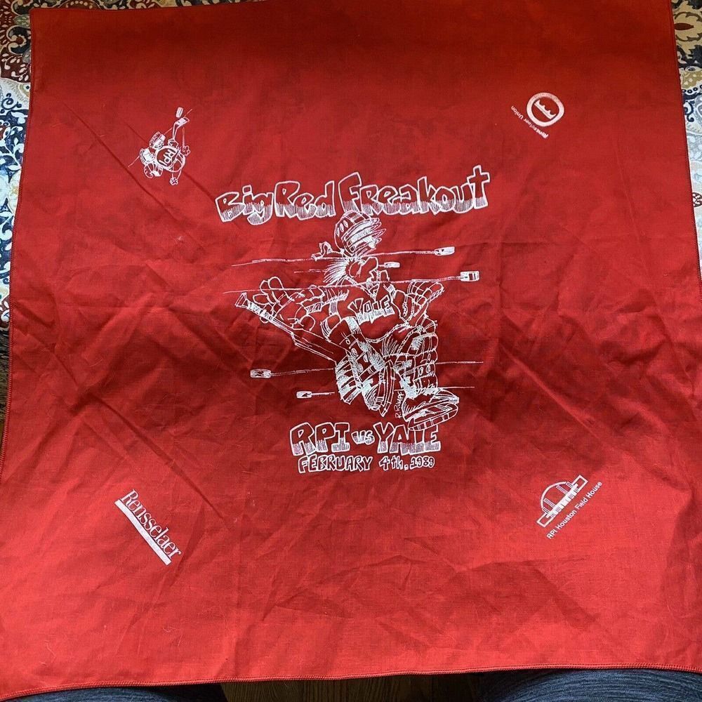 RPI College Hockey Memorabilia Big Red Freakout Bandana 1989 RPI Vs Yale